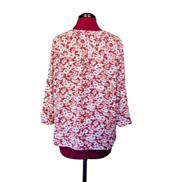 Croft & Barrow Blouse Multicolor Womens Size Medium Floral Pintuck Buttons Pleat - Picture 2 of 7